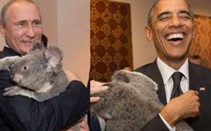 Prezidentlərin koala ilə fotosu