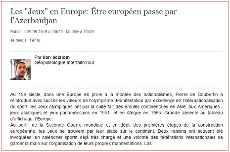 Fransa jurnalı ilk Avropa Oyunlarından yazıb