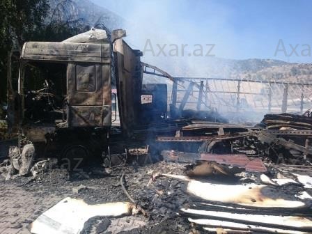 PKK Azərbaycan TIR-larını yandırdı- VİDEO