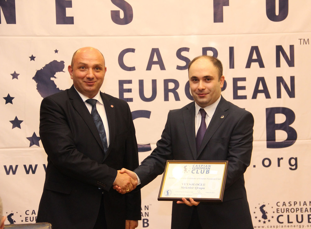 “Veysəloğlu”na “Caspian European Club”un üzvlük sertifikatı təqdim olunub