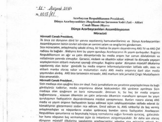 Dünya Azərbaycanlıları Assambleyası Prezidentə müraciət etdi