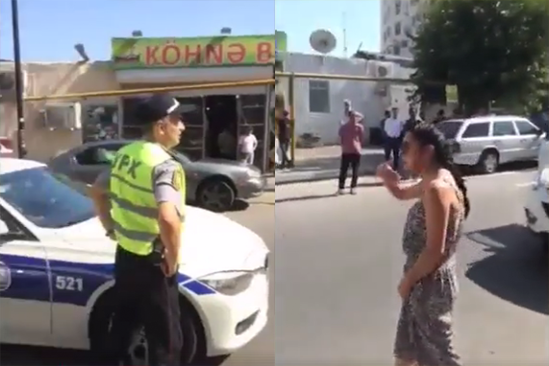 Yol polisi ilə dava edib türk dilində danışan qadın azərbaycanlı çıxdı