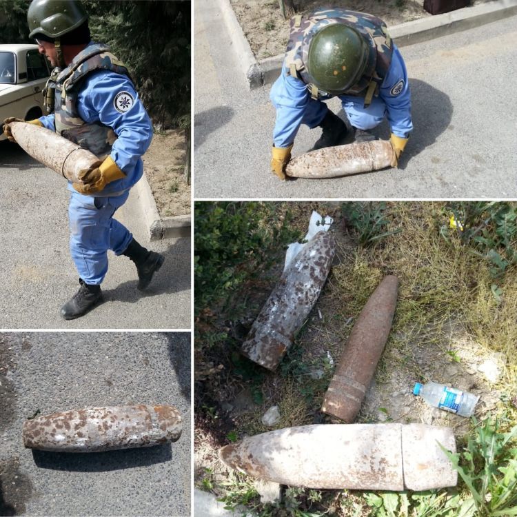Polis bölməsinin ərazisində üç top mərmisi tapıldı – Bakıda