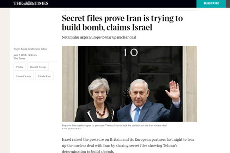 “Times”: “İsrail İranın sənədlərini avropalılarla paylaşacaq”