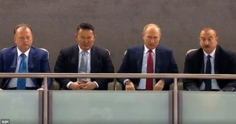 İlham Əliyev və Putin cüdo yarışlarını izləyir – VİDEO
