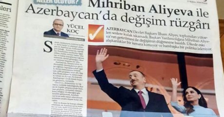 “Türkiye” qəzetində Mehriban Əliyeva haqqında məqalə dərc olundu