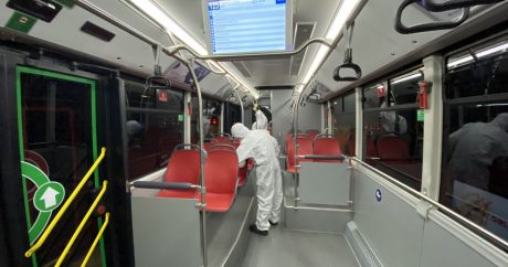 Marşrut avtobuslarında dezinfeksiya işləri davam etdirilir -FOTOLAR