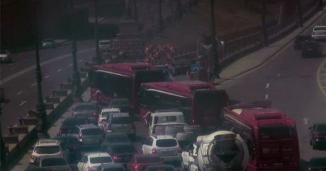Karantin günlərində görünməmiş tıxac – Marşrut avtobusları yolda qaldı –  FOTOLAR