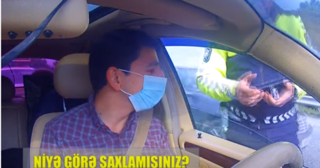 Azərbaycanda kuryoz OLAY: Polis sürücünü nəyə görə saxladığını izah edə bilmədi – VİDEO