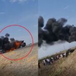 Azərbaycanda DƏHŞƏT – Sürücü yanan avtomobildən son anda xilas oldu – VİDEO