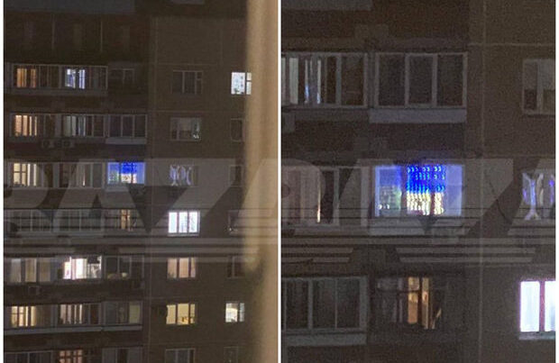 Moskva sakini evində Ukrayna bayrağı rənglərində işıqlandırma etdi