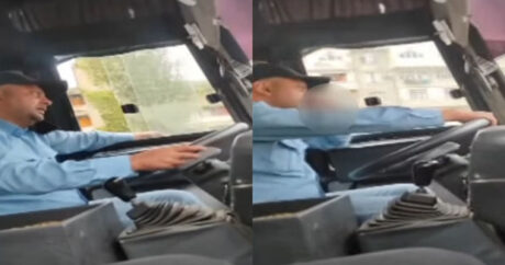 Avtobus sürücüsü sükan arxasında siqaret çəkir, telefonla danışır – VİDEO