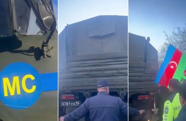 Xankəndi yolunda etiraz: Rusiya sülhməramlılarının təminat avtomobili maneəsiz hərəkət etdi – VİDEO