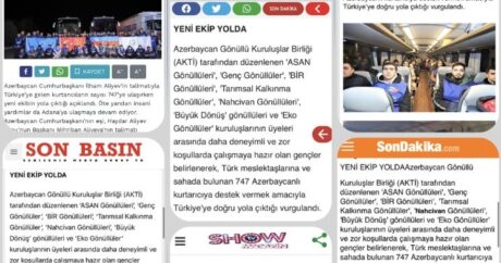 Yardıma gedən könüllülər Türkiyə mediasında