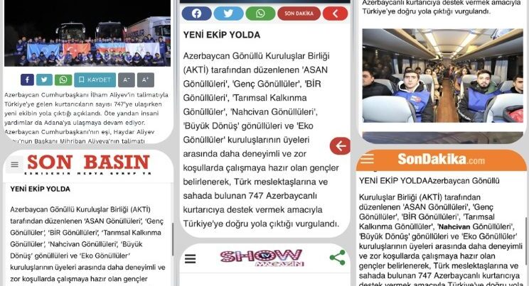 Yardıma gedən könüllülər Türkiyə mediasında
