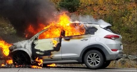 Bakıda “Hyundai” yandı