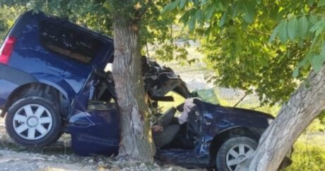 Şəkidə avtomobil ağaca çırpıldı: Sürücü və azyaşlı öldü