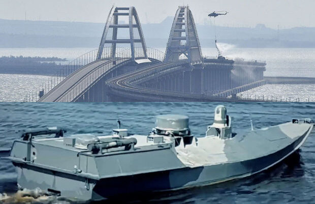 CNN Ukrayna dəniz dronlarının Krım körpüsünə hücum anının görüntülərini yayımladı – VİDEO