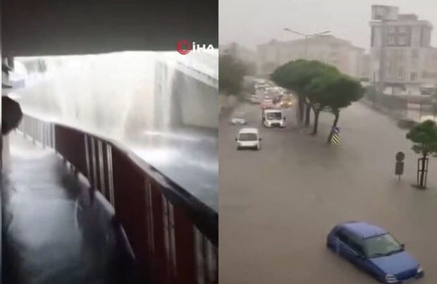 İstanbulda yağış suları yeraltı keçidlərə doldu – VİDEO