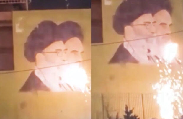 İranda ali dini liderlərin təsvirləri yandırıldı