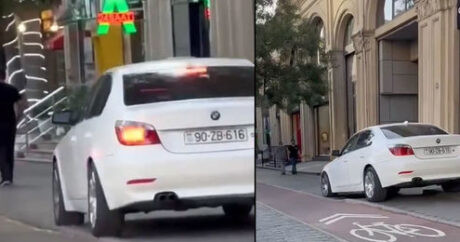 Sürücüdən ÖZBAŞINALIQ: Avtomobilini səkidə idarə etdi – VİDEO
