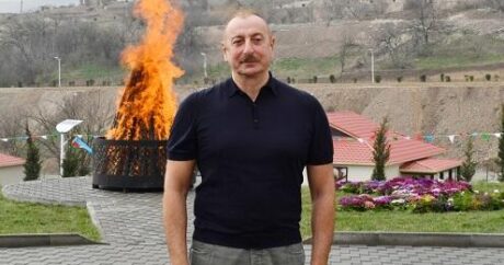Prezident Xankəndidə Novruz tonqalını alovlandırdı – FOTO