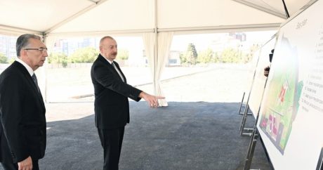 Prezident Bakıda yaradılan yeni parkda işlərin gedişi ilə tanış oldu