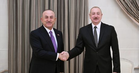 İlham Əliyev Çavuşoğlunu qəbul etdi – FOTO